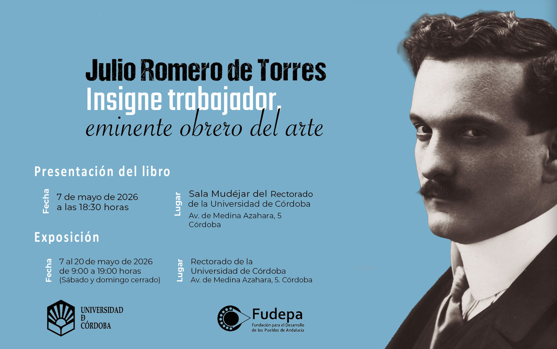 El Salón Mudéjar del Rectorado acoge el 7 de mayo la presentación del libro "Julio Romero de Torres. Insigne trabajador, eminente obrero del arte"