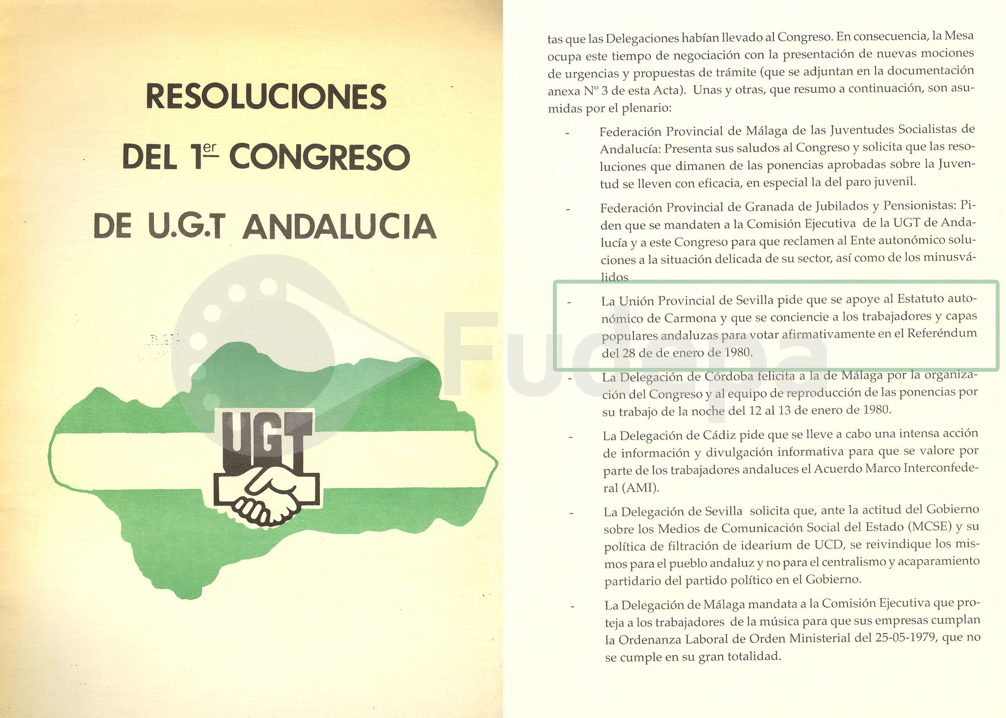 UGT Andalucía apoya el sí en el referéndum y aprueba que la Comisión Ejecutiva Regional promueva el voto entre los trabajadores.
(FUDEPA_AHUGTA)