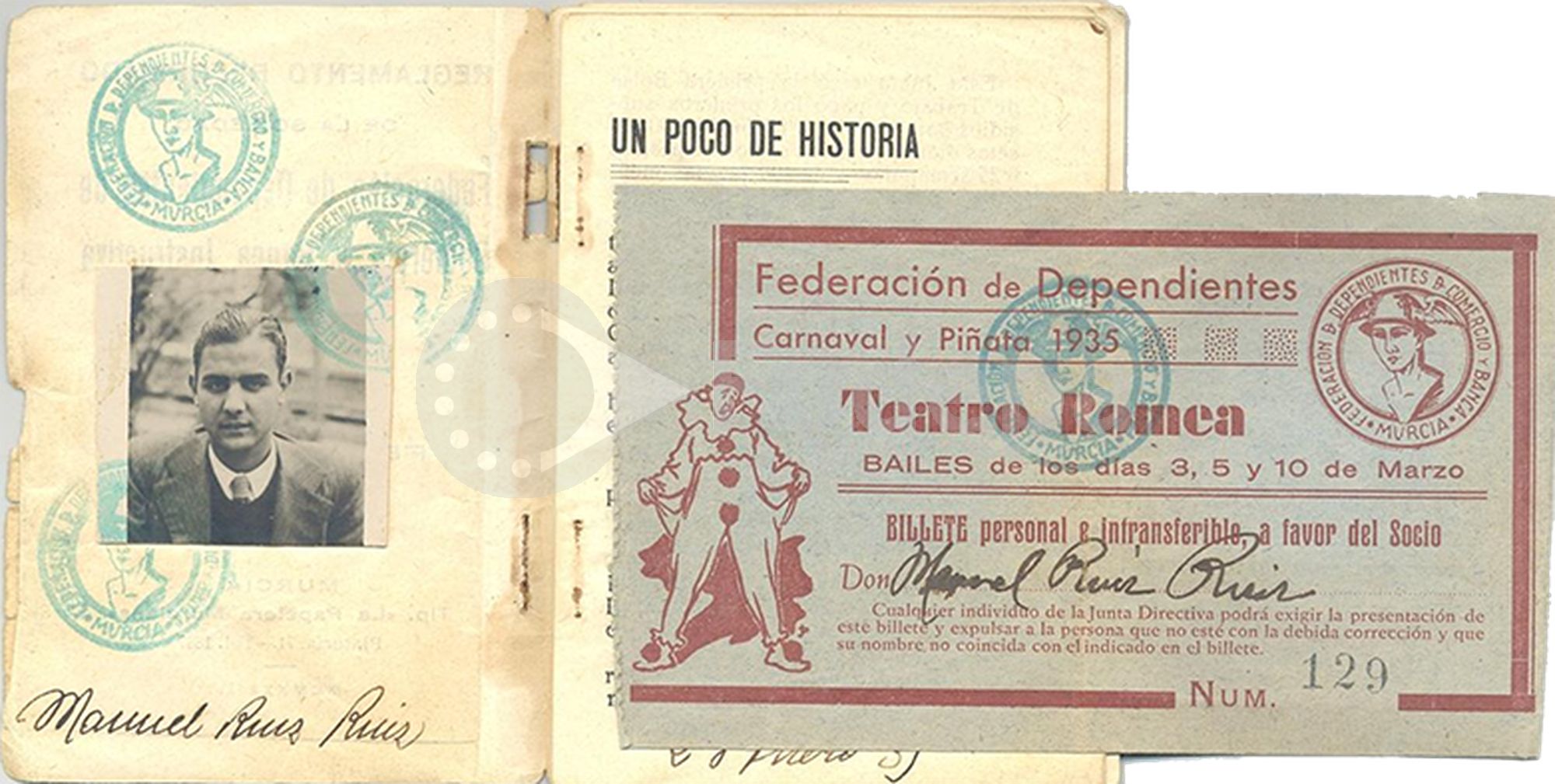 Carné de Manuel Ruiz de 28 de febrero de 1935. Donado por Francisco Ruiz Chacón. FUDEPA. AHUGT-A: C_ 12876/24